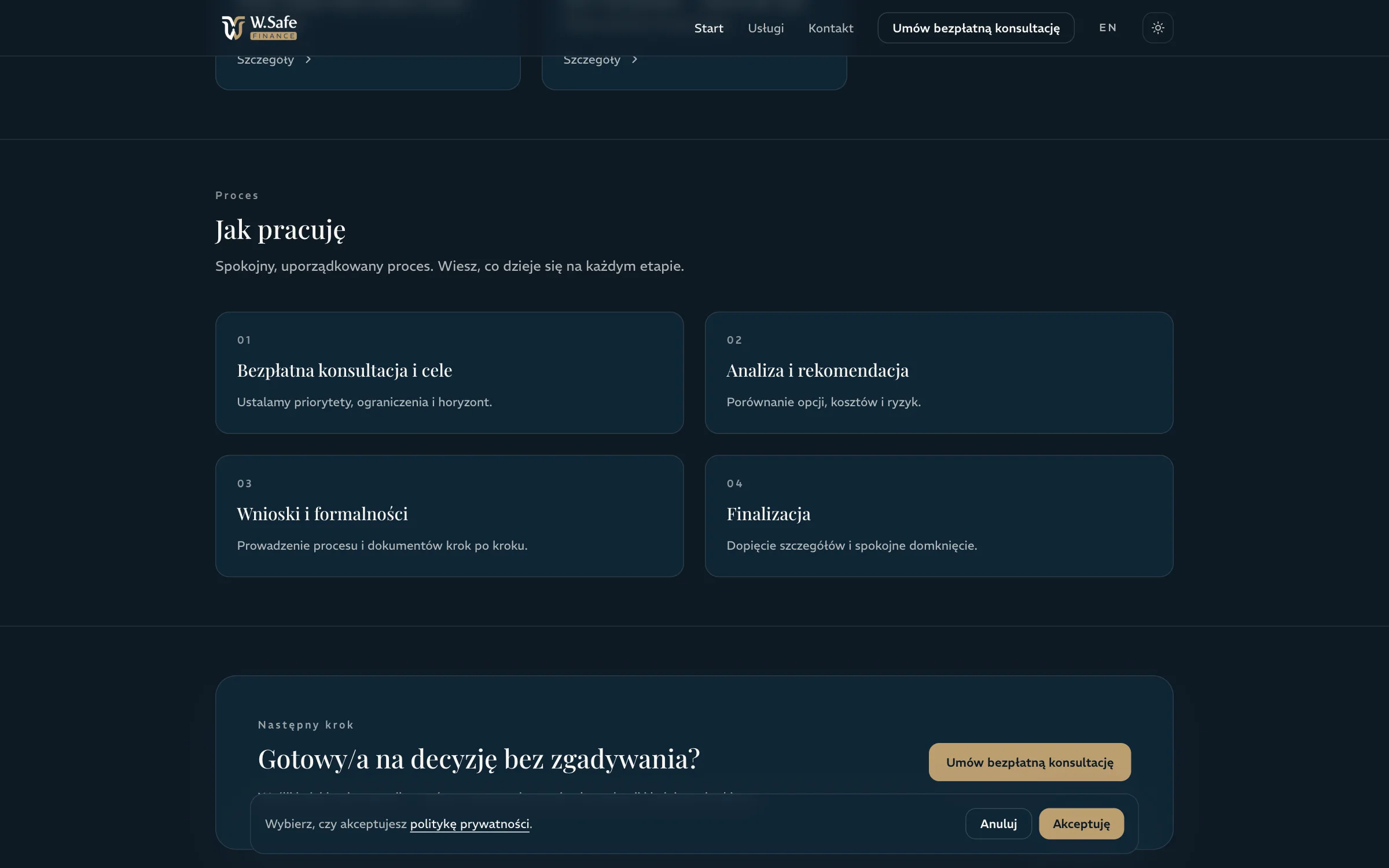 WSafeFinanse — interfejs